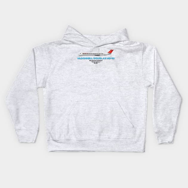 McDonnell Douglas MD-82 - Northwest Airlines "Orient Colours" Kids Hoodie by TheArtofFlying